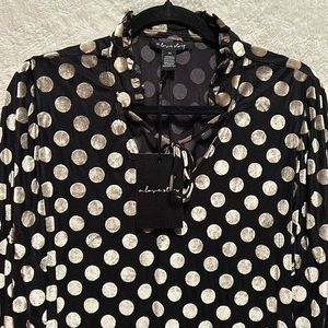 Black with gold circle long sleeve plus size shirt